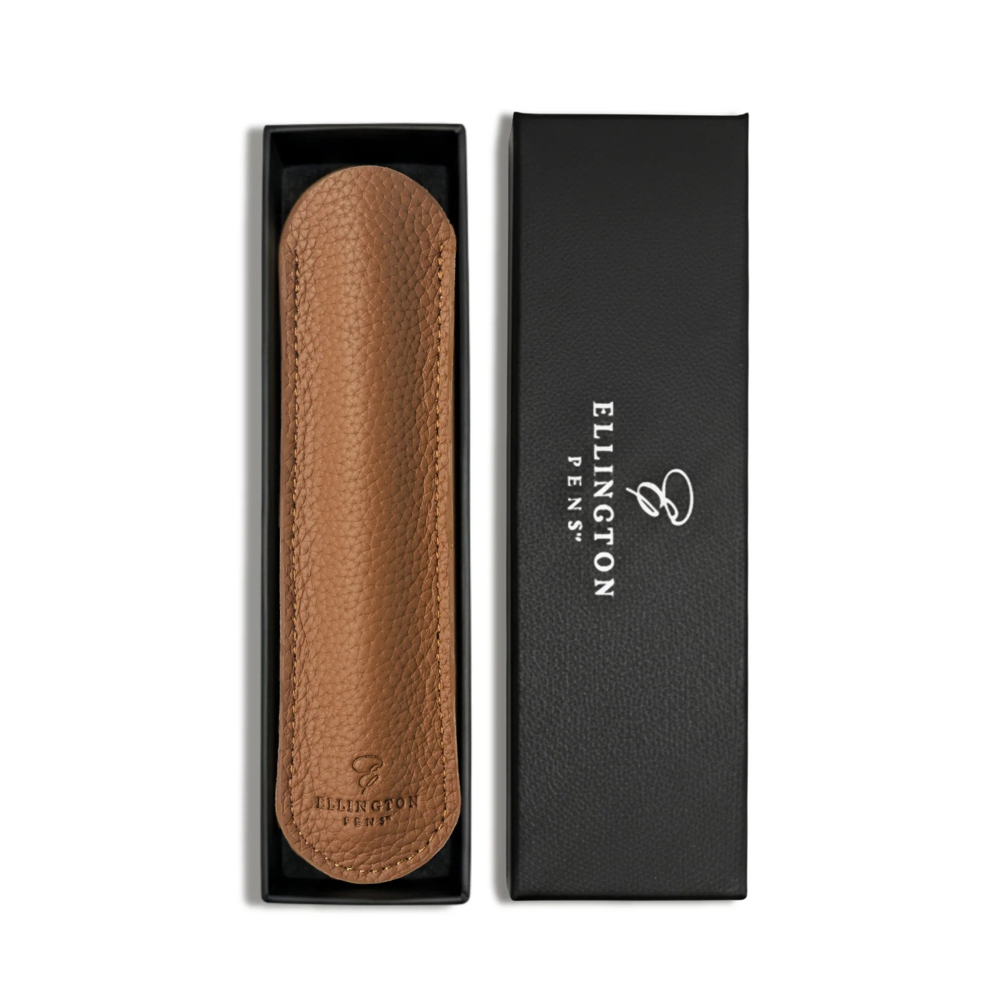 Tan Brown Leather Pen Sleeve with Gift Box